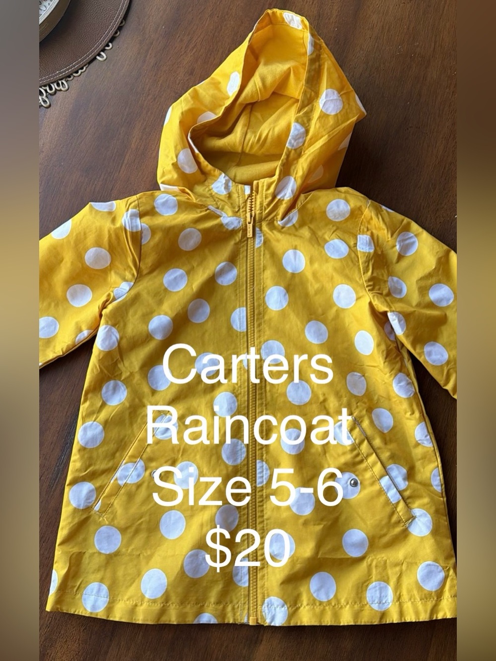 Carter's Yellow Polka Dot Hooded Raincoat